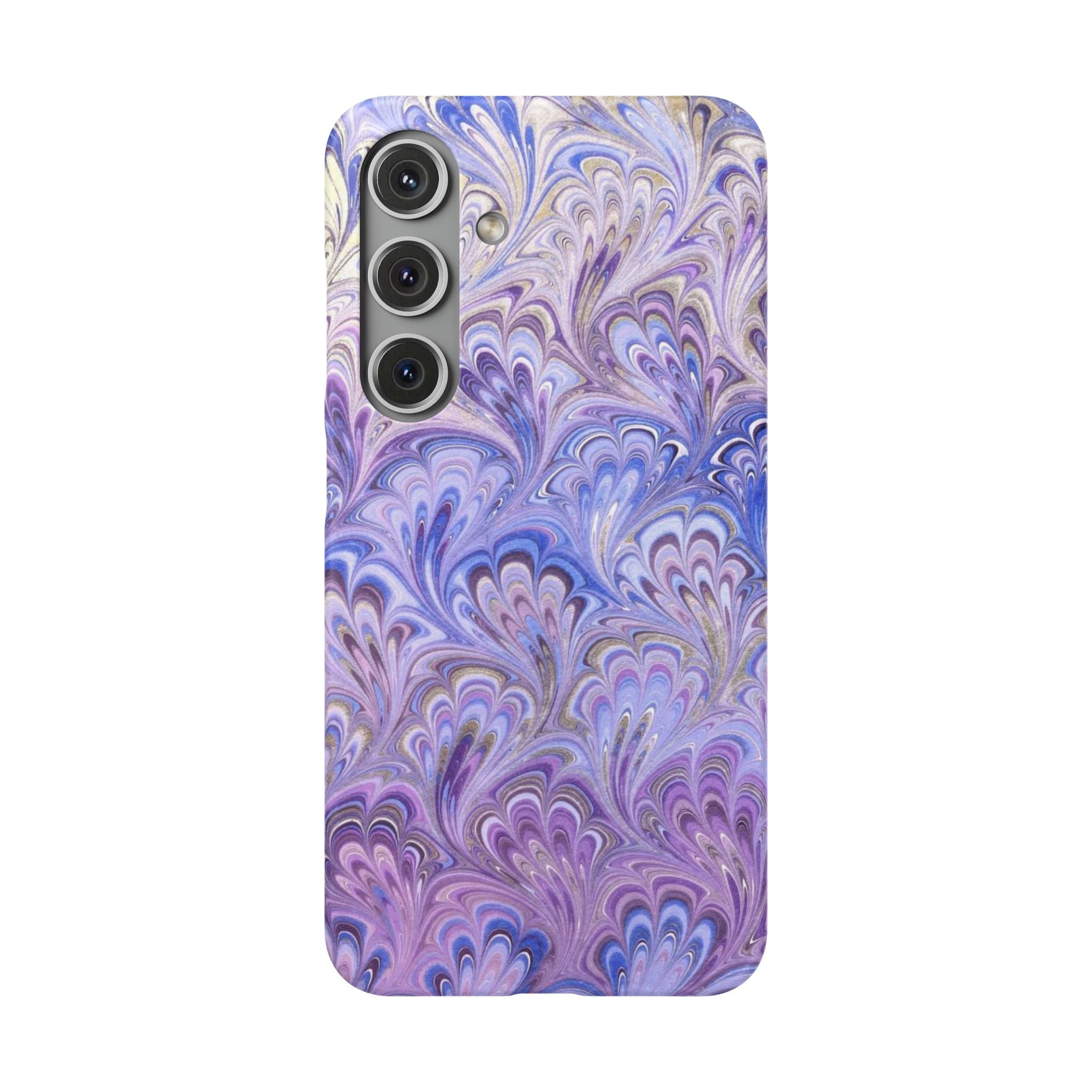 Marbled Feather Lavender + Purple Swirl - Single Layer Slim Phone Case