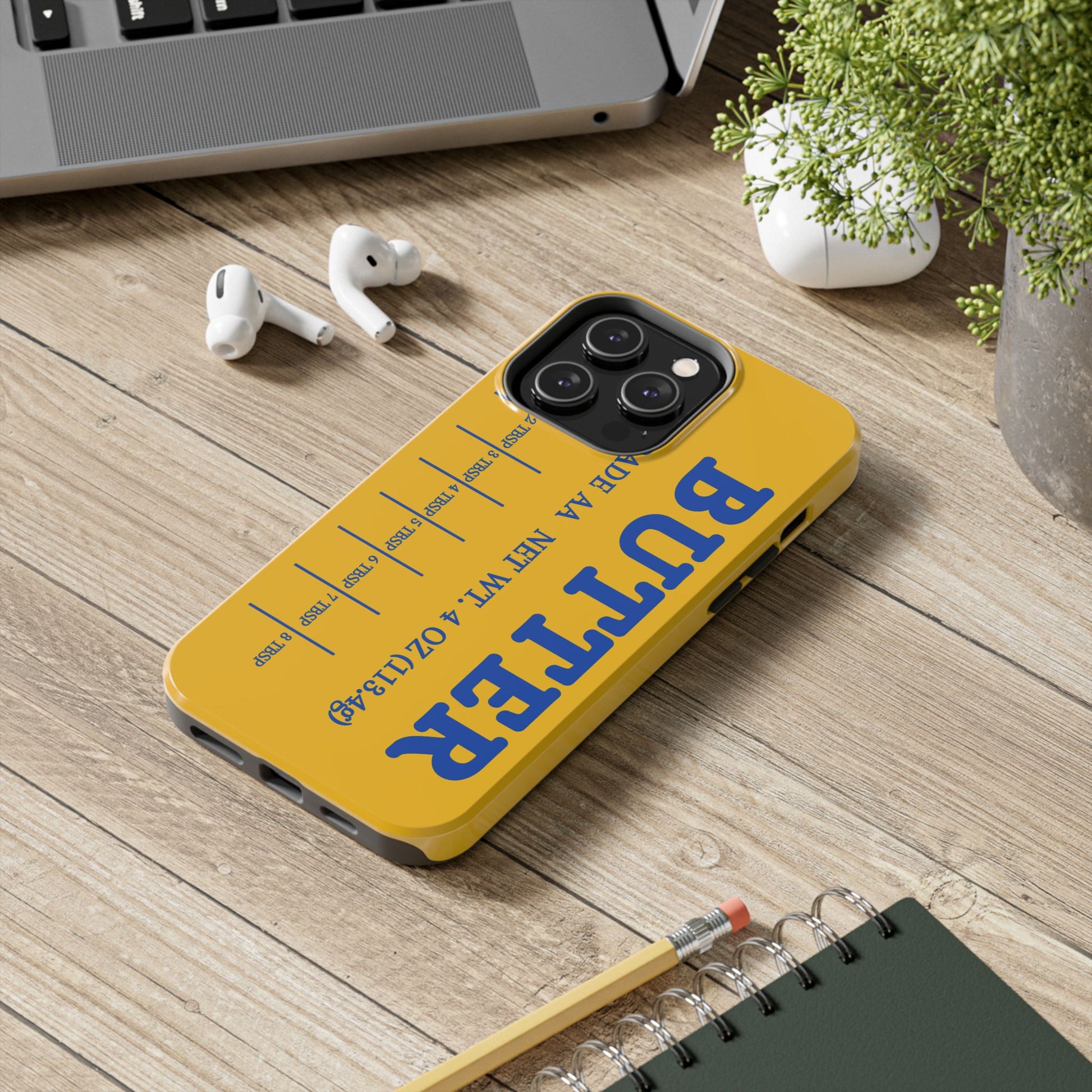 Butter Yellow Tough Phone Cases, Funny iPhone 16 Cover, Protective Case Gift for Techies, Yellow Phone Accessories, Unique Gift for Phone