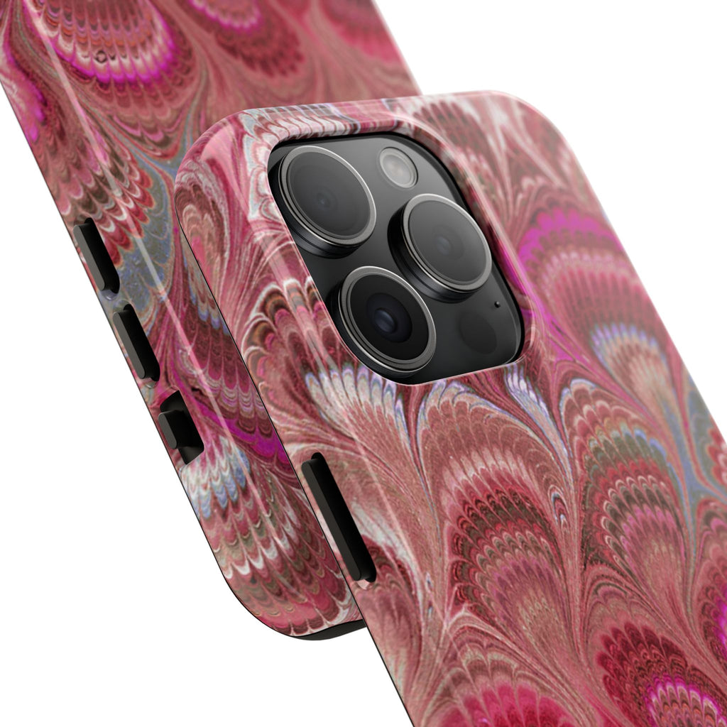Pretty in Pink - Peacock Marble Italian Tough Phone Case — Durable Marbled Phone Case