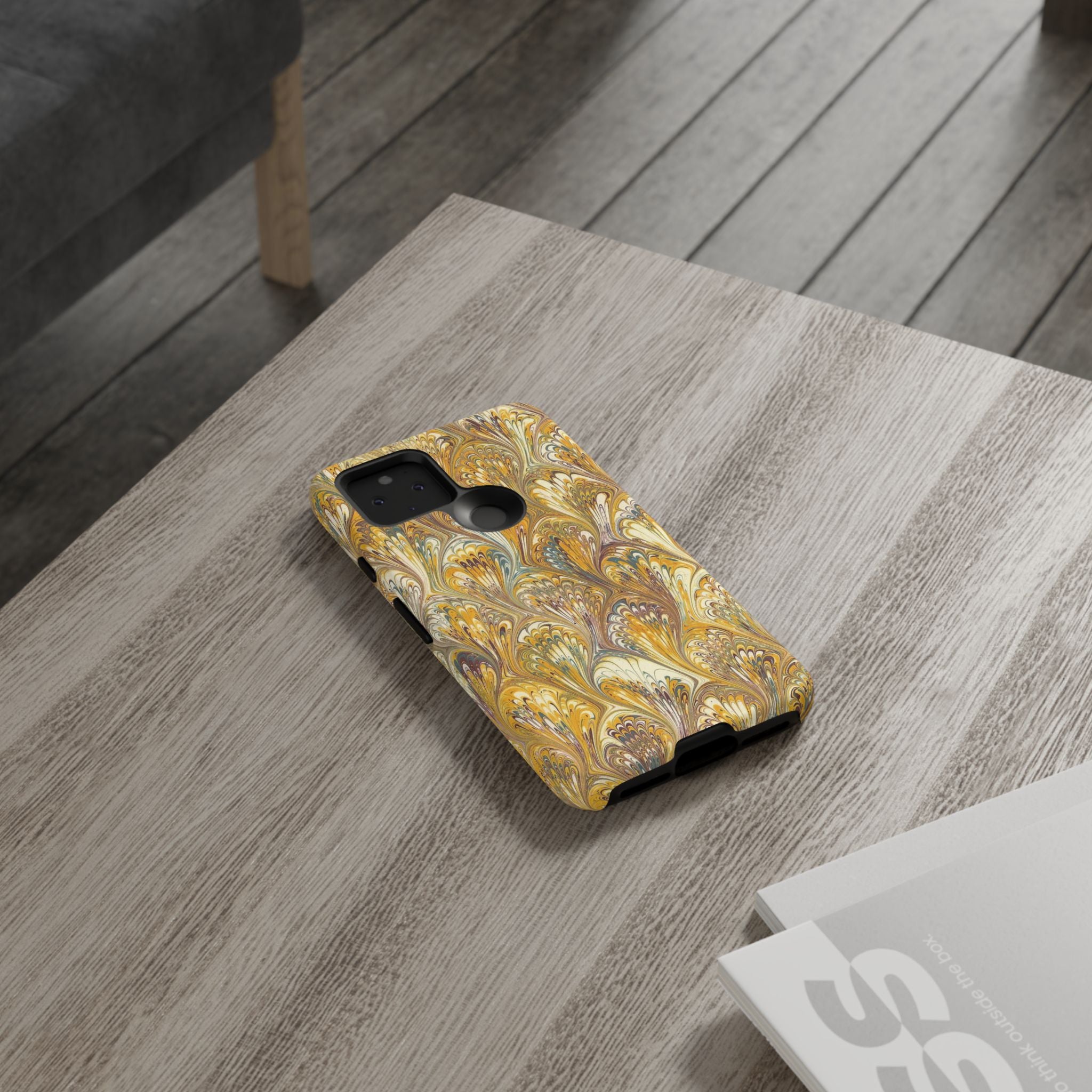 Golden Yellow Marbled Italian Phone Case - Dual Layer - Matte or Glossy