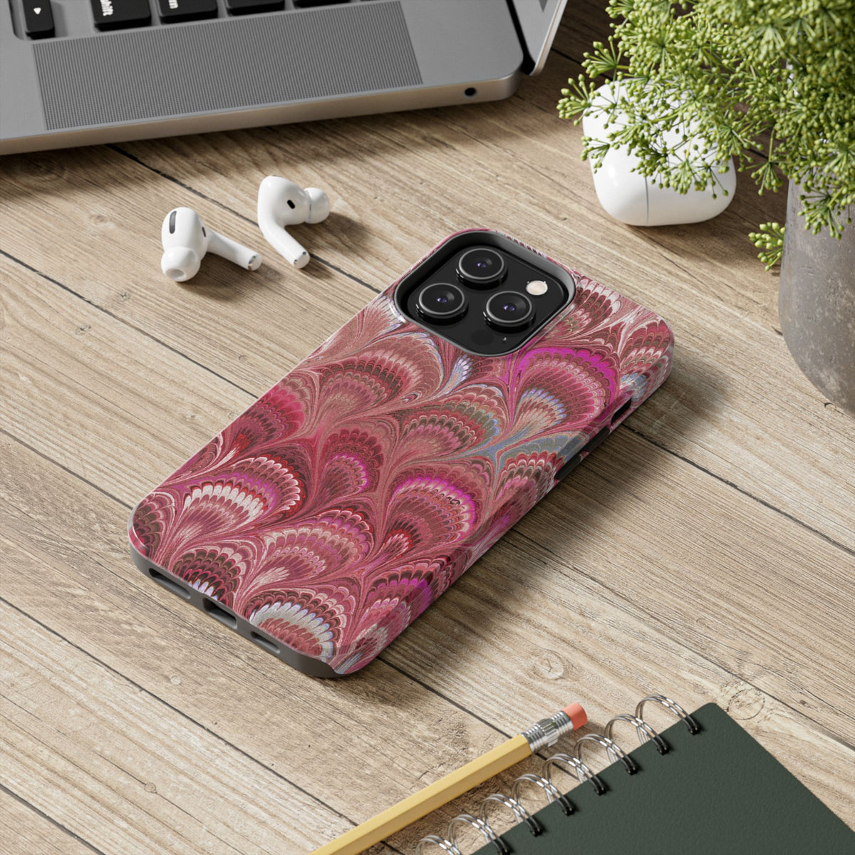 Pretty in Pink - Peacock Marble Italian Tough Phone Case — Durable Marbled Phone Case