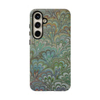 Green Marbled Peacock Durable Phone Case - Matte or Glossy