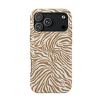 Zebra Print Camel Brown + White - Dual Layer Phone Case