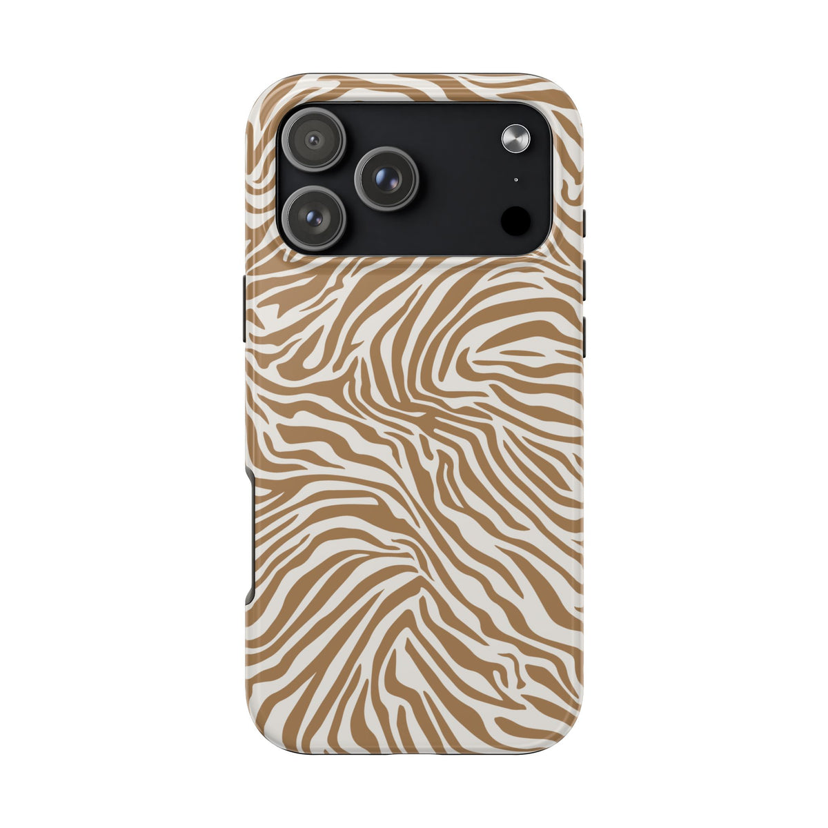 Zebra Print Camel Brown + White - Dual Layer Phone Case