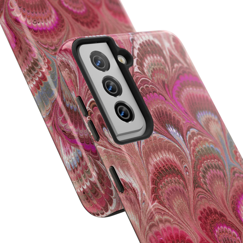 Pretty in Pink - Peacock Marble Italian Tough Phone Case — Durable Marbled Phone Case