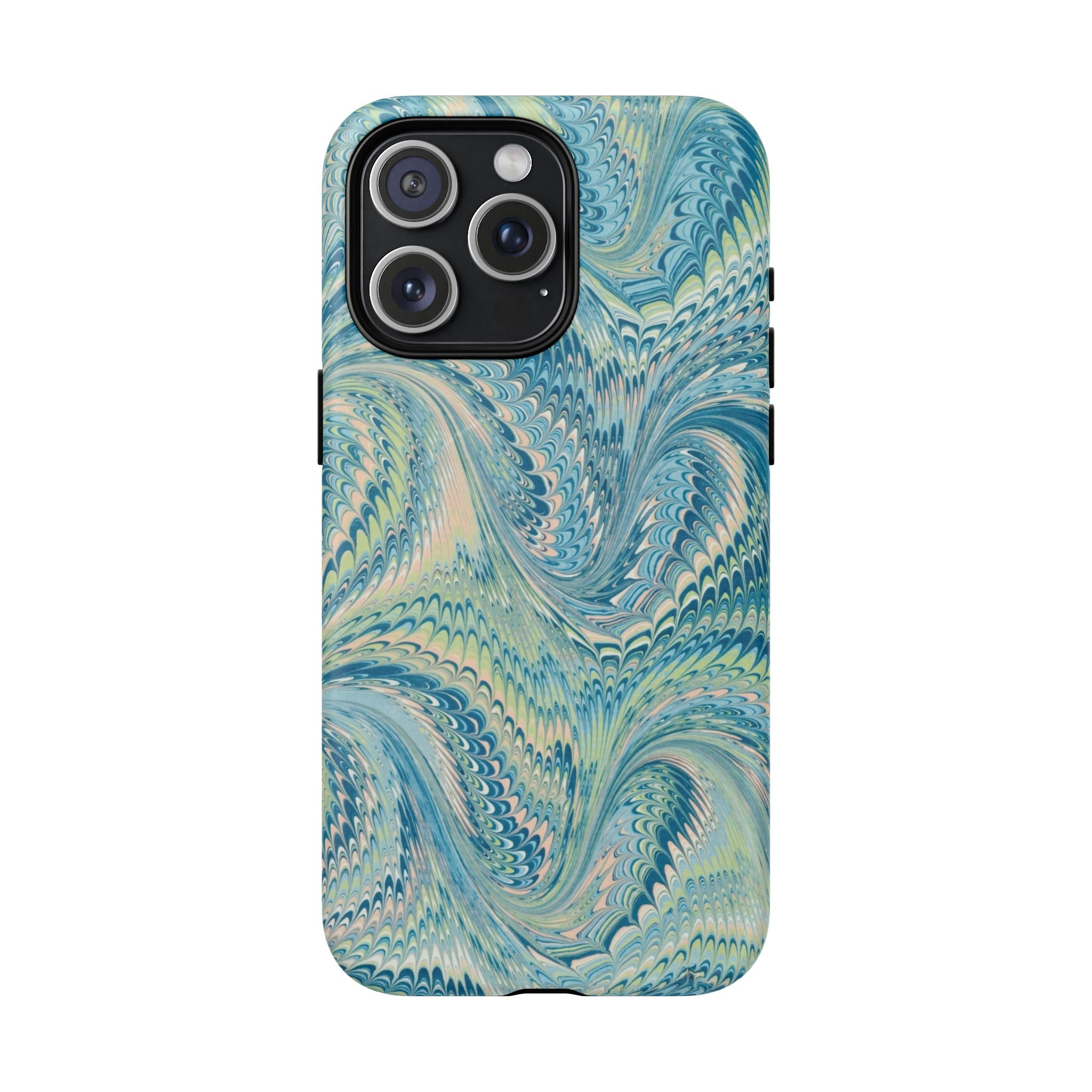 Aqua + Green Marble Phone Case - Impact-Resistant Durable - Dual Cover Design