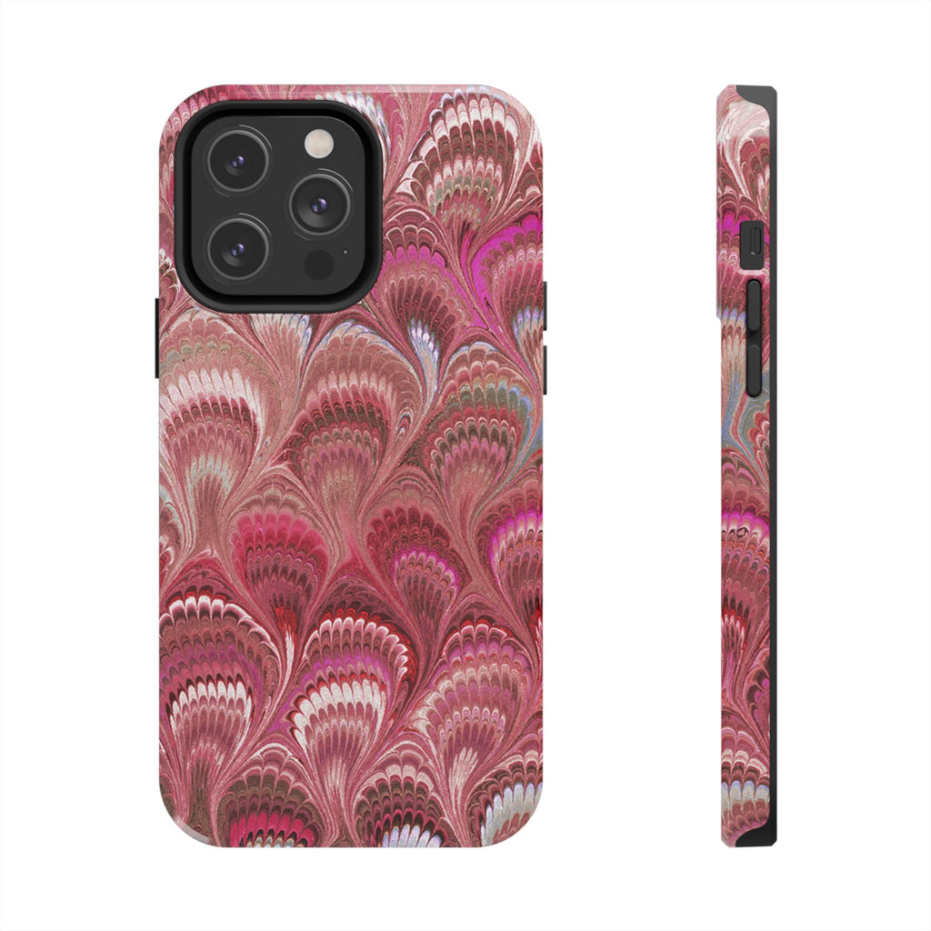 Pink Peacock Marble Italian Tough Phone Case — Durable Marbled Phone Case