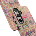 Pastel Pink + Green Feather Marbled Phone Case - Dual Layer Phone Cover