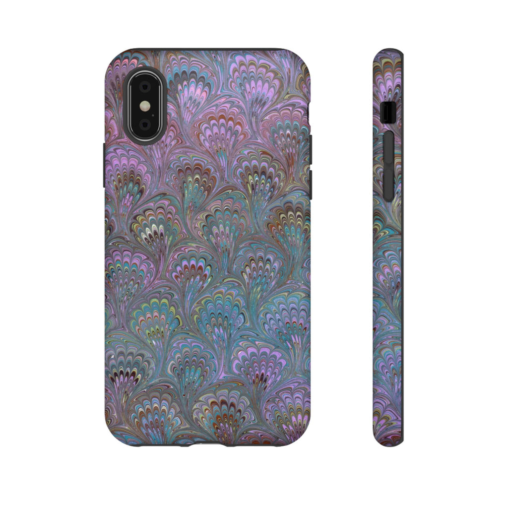 Lavender Marbled Peacock Durable Phone Case - Matte or Glossy