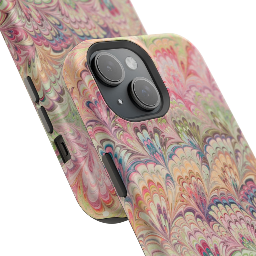 Marbled Pastel Pink and Green Impact-Resistant Phone Case for Apple + Samsung