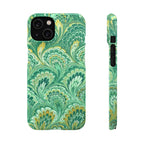 Marbled Feather Green Swirl - Single Layer Slim Phone Case