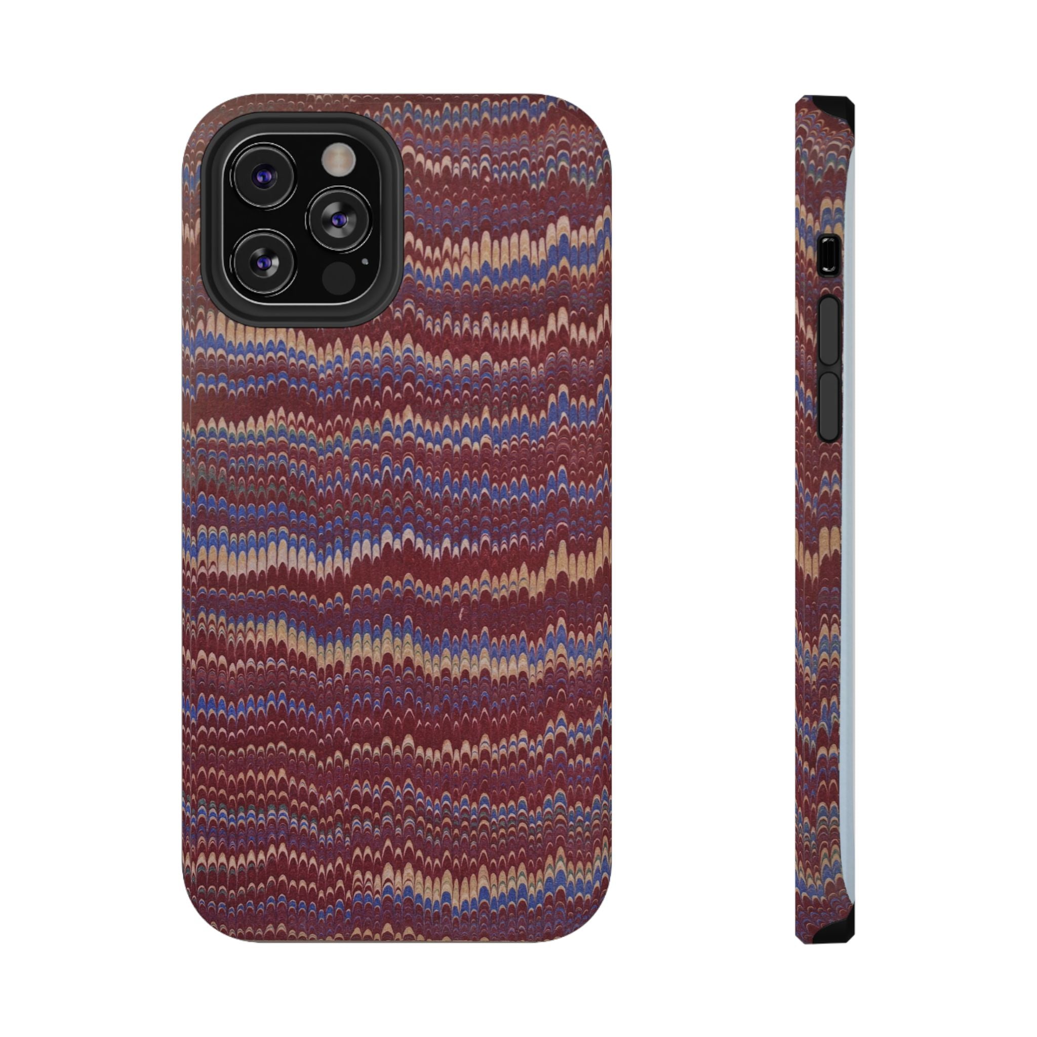 Burgundy and Blue Hues Italian Vintage Marble Design Phone Case for Apple + Samsung