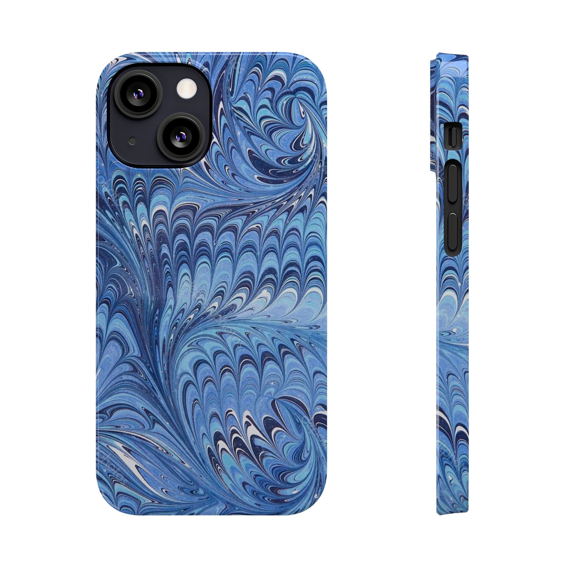 Blue Italian Marbled Design, Green and Blue Pallet, Slim Phone Case