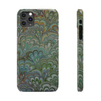 Deep Green Peacock Italian Marbled Design, Italy Feather Phone Case