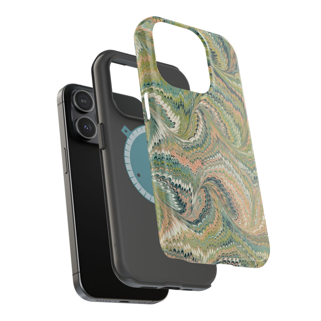 Green Pastel Italian Marble Design Magnetic MAG SAFE High Impact iPhone Cases