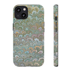 Blue and Green Feather Marbled Phone Case — Dual Layer - Tough Protective Phone Cover