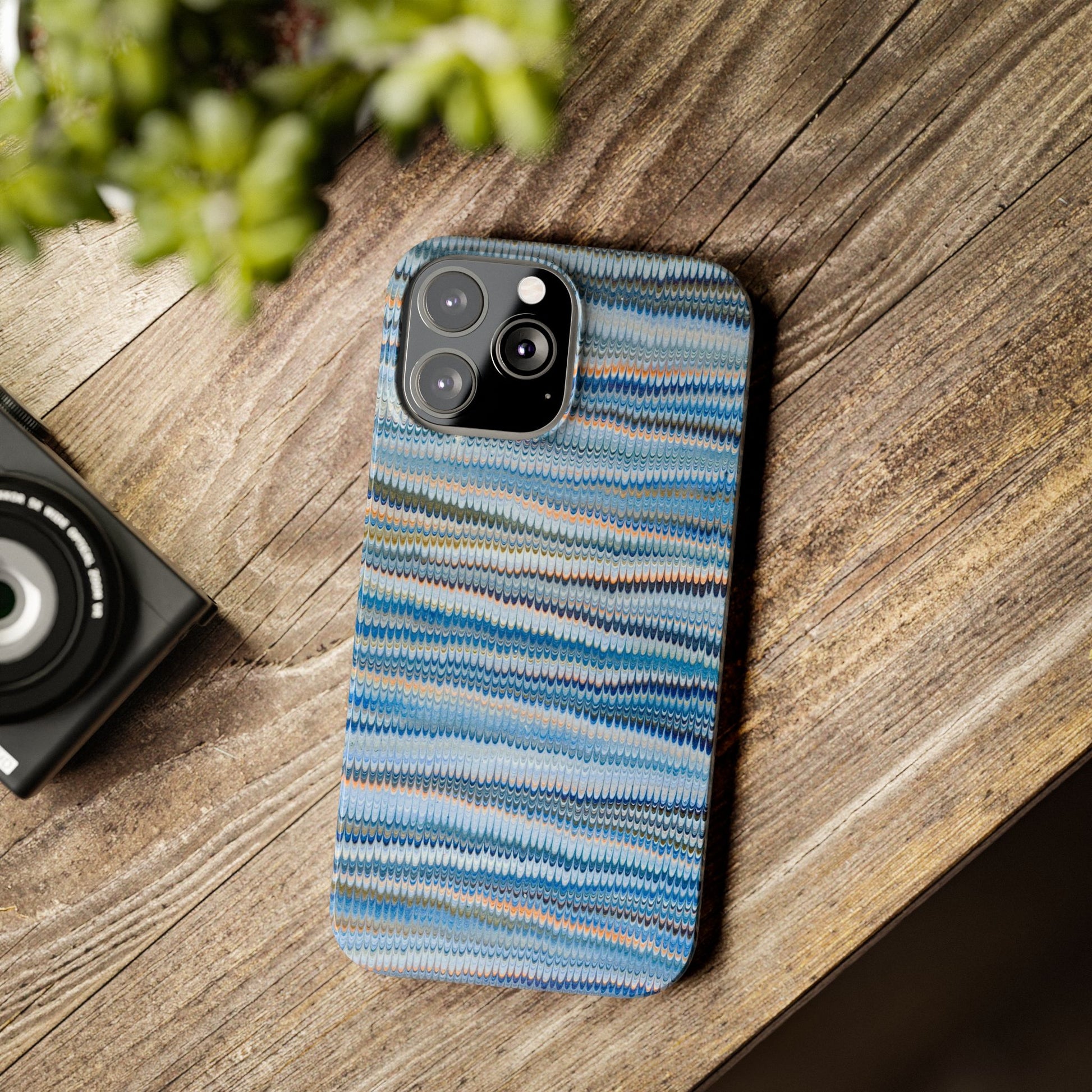 Blue Italian Hand-Painted and Vintage Marbled Inspired Paper Design, Italy Feather Phone Case, iPhone15 Case and all iPhone Case Sizes