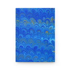 Blue Hand-Painted Italian Feather Marble Design on Hardcover Journal Matte