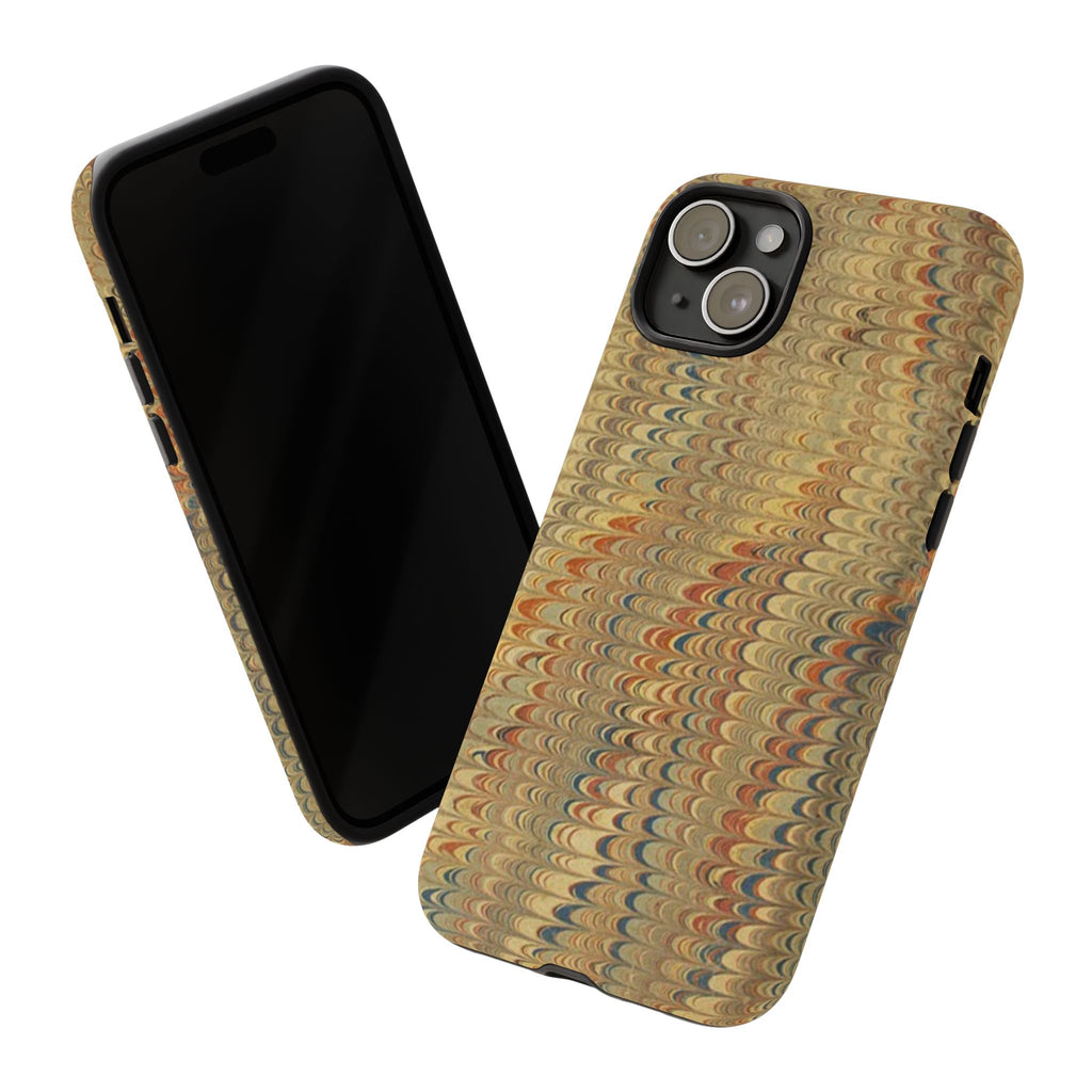 Beige and Blue Marbled Durable Phone Case - Dual Layer - Matte or Glossy
