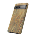 Beige and Blue Marbled Durable Phone Case - Dual Layer - Matte or Glossy