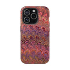 Mag Safe Marble iPhone Case - Red, Burgundy, Lavender & Gold Impact-Resistant