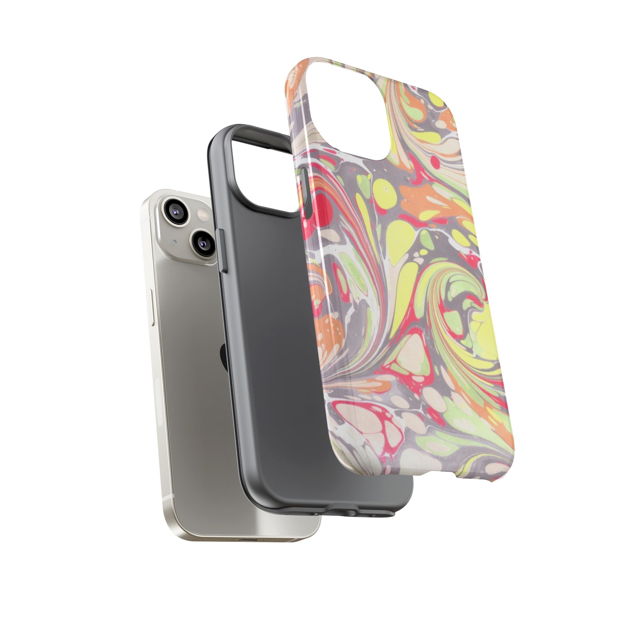 Yellow and Pink Swirl Marbled Italian Phone Case - Dual Layer - Matte or Glossy