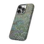Green Marbled Peacock Durable Phone Case - Matte or Glossy