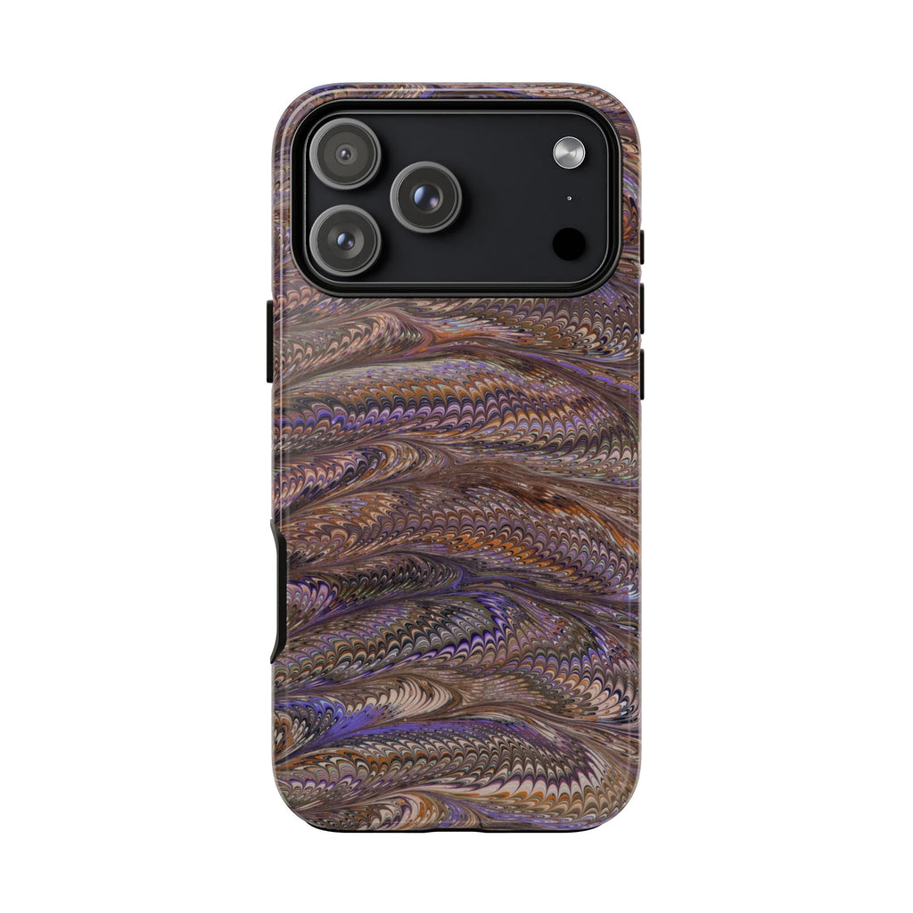 Lavender + Brown Italian Marble Design - Dual Layer Tough Phone Cases