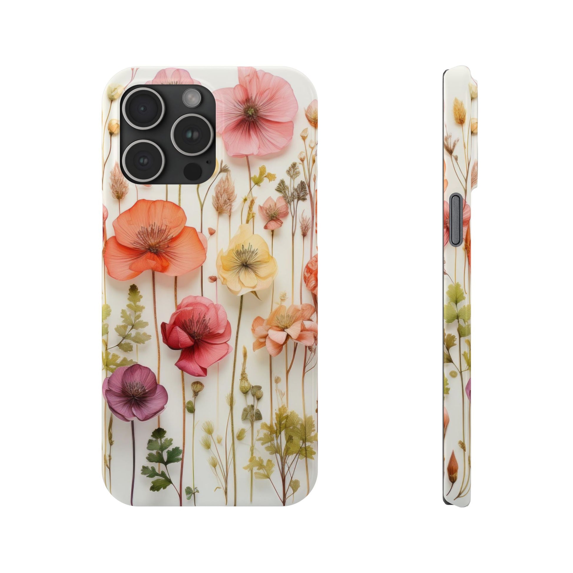 Floral, Pressed Flowers, Pink, Pastels, iPhone 16 and Other Sizes Phone Case, Mag Safe