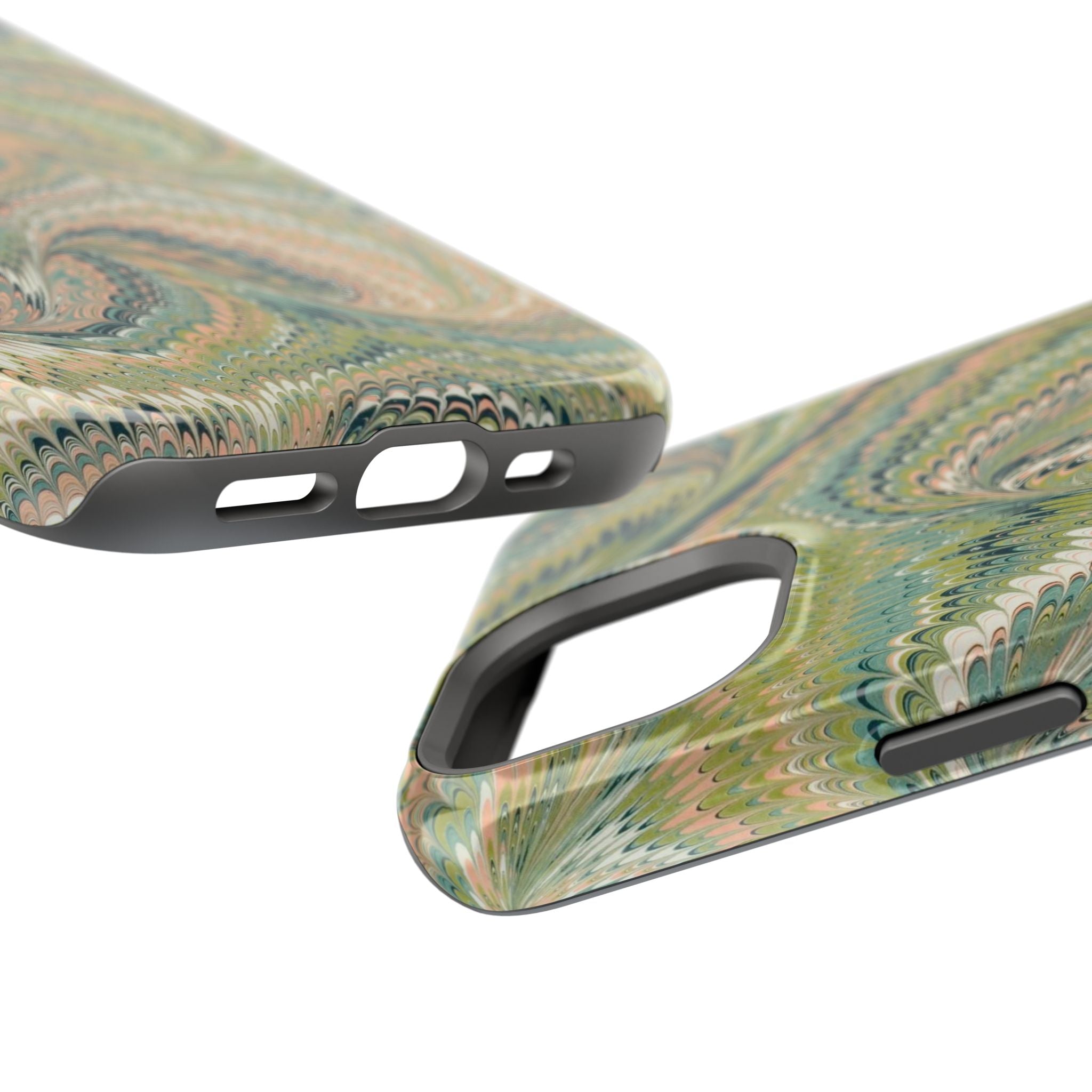 Green Pastel Italian Marble Design Magnetic MAG SAFE High Impact iPhone Cases