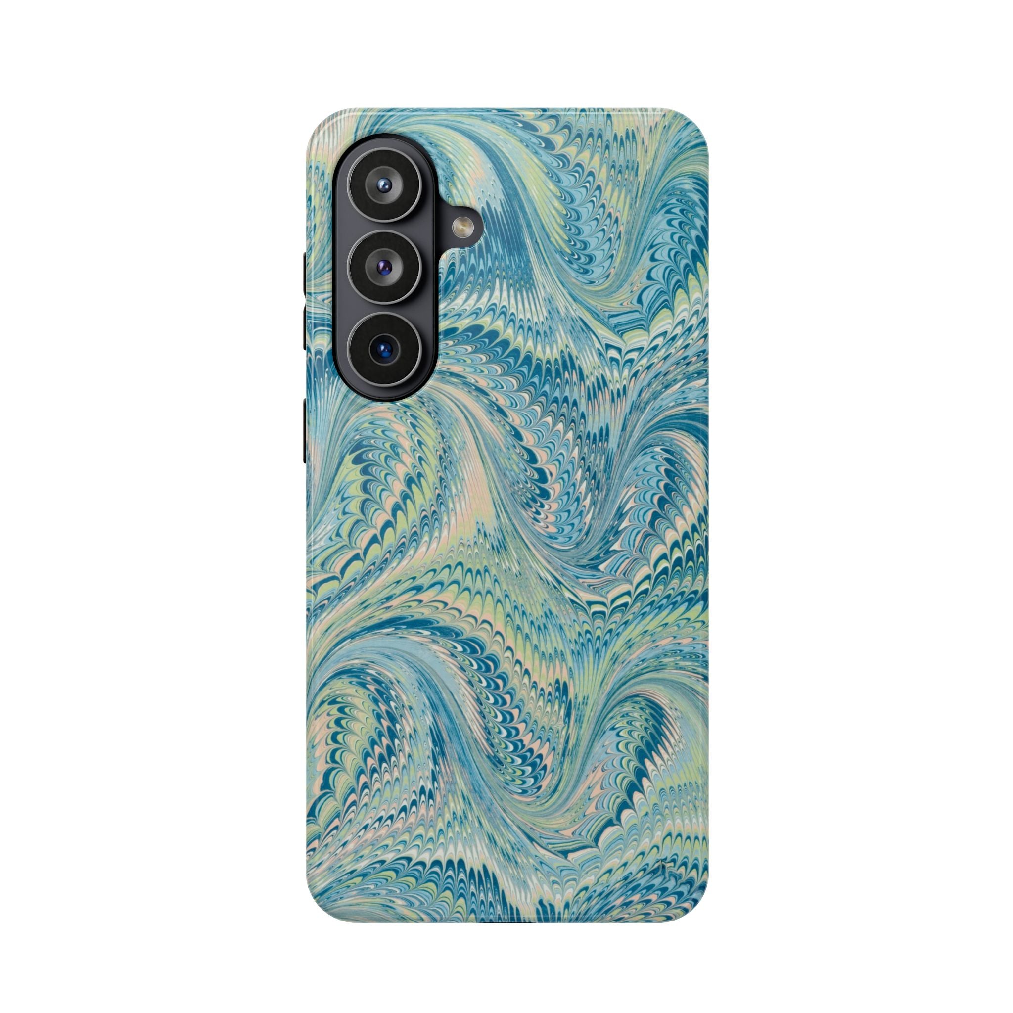 Aqua + Green Marble Phone Case - Impact-Resistant MAG SAFE - Dual Cover Design