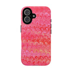 Pink and Gold Marbled Peacock Durable Phone Case - Olive Green and Brown - Matte or Glossy