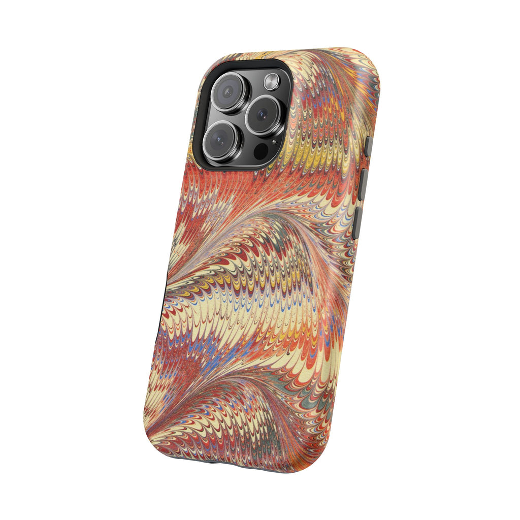 Rust + Gold Italian Marbled Design Magnetic MAG SAFE - Dual Layer Case - Glossy or Matte