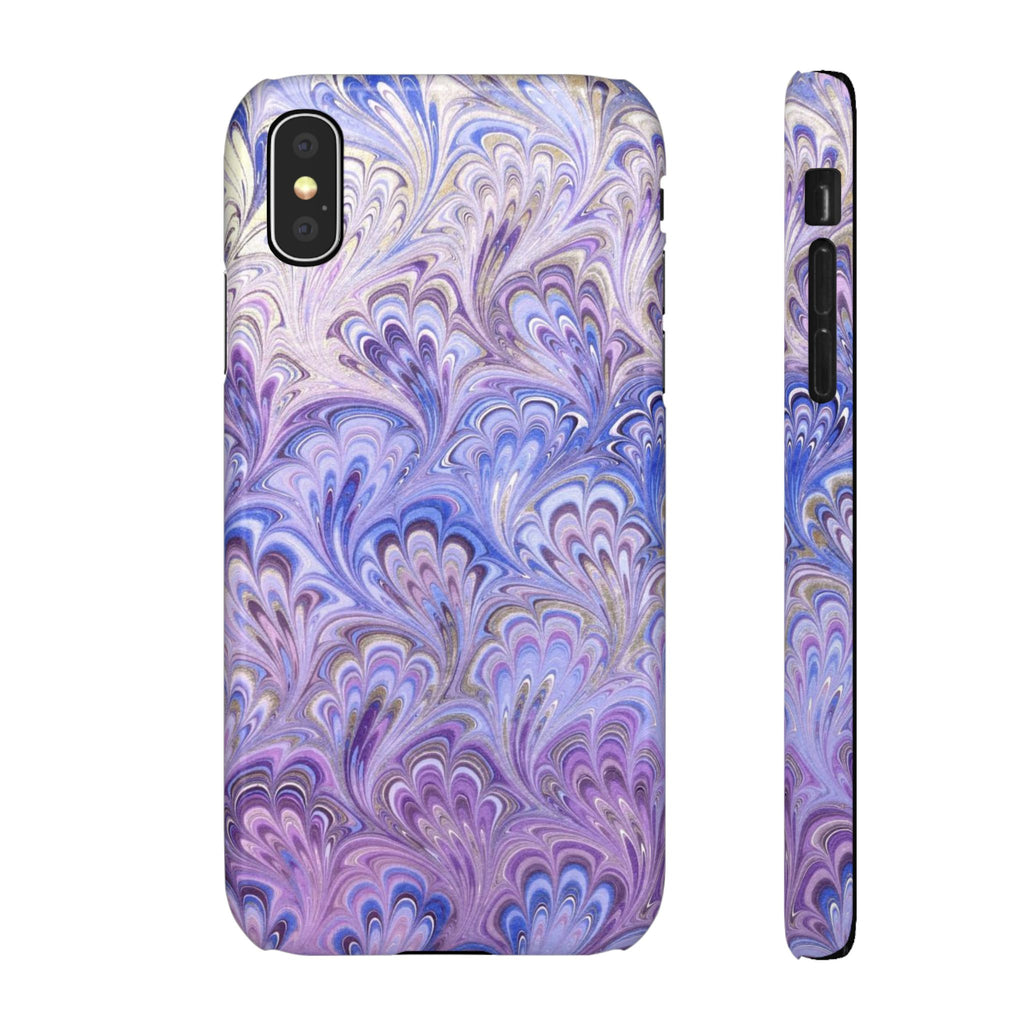 Marbled Feather Lavender + Purple Swirl - Single Layer Slim Phone Case