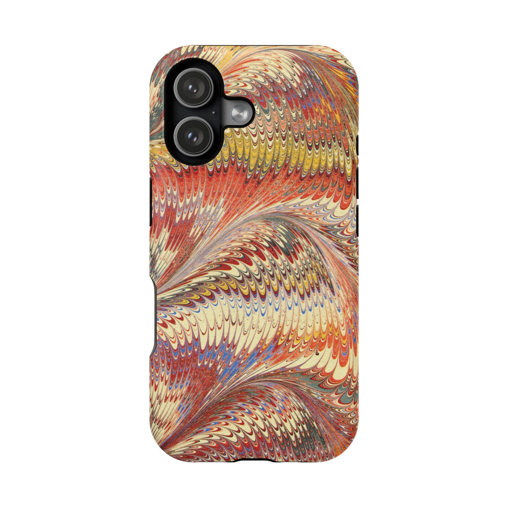 Rust, Orange + Gold Italian Marbled Design Phone Cover Magnetic MAG SAFE