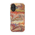 Rust, Orange + Gold Italian Marbled Design Phone Cover Magnetic MAG SAFE