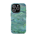 Greens and Blues Italian Swirl Wave Design Dual Layer Phone Case