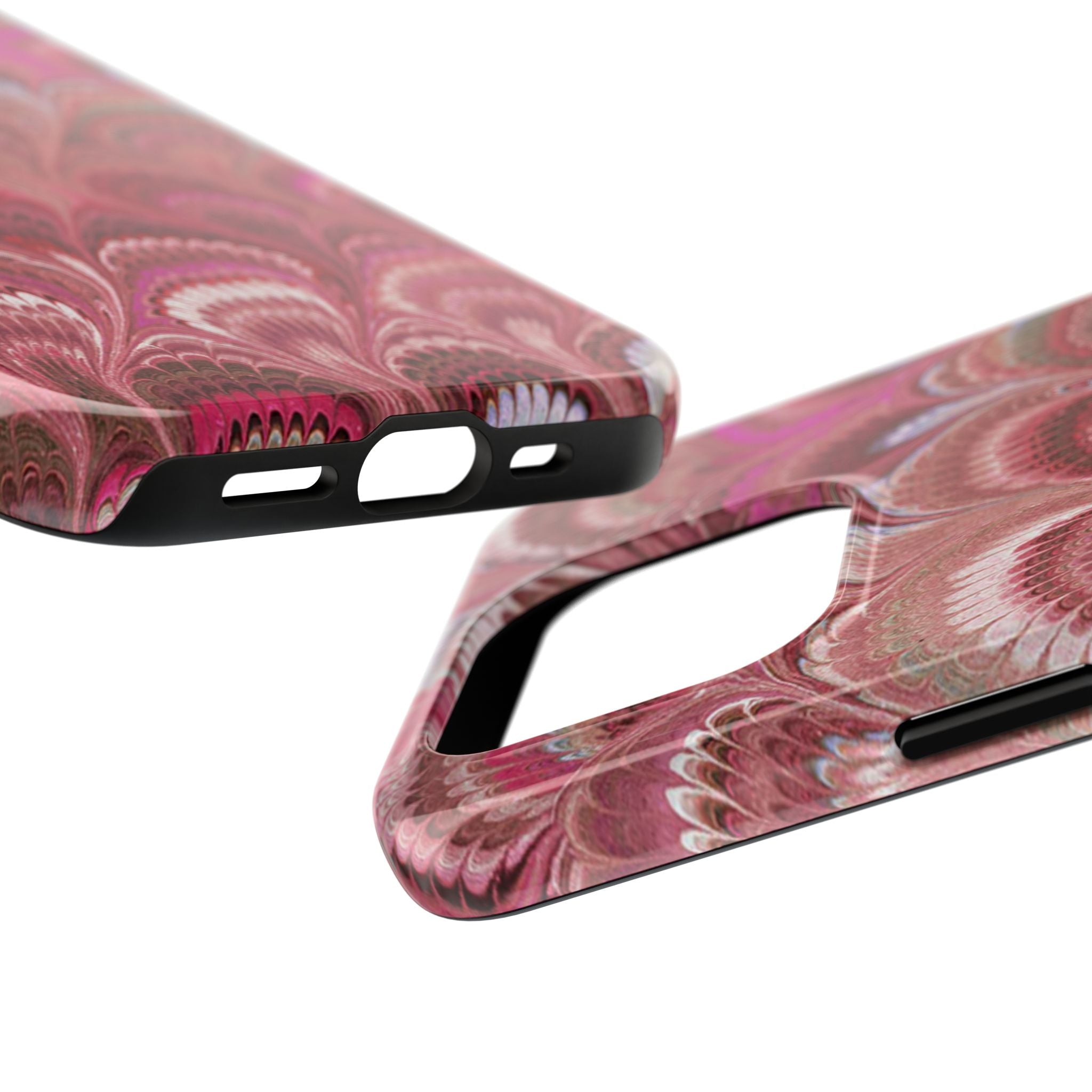 Pink Peacock Marble Italian Tough Phone Case — Durable Marbled Phone Case