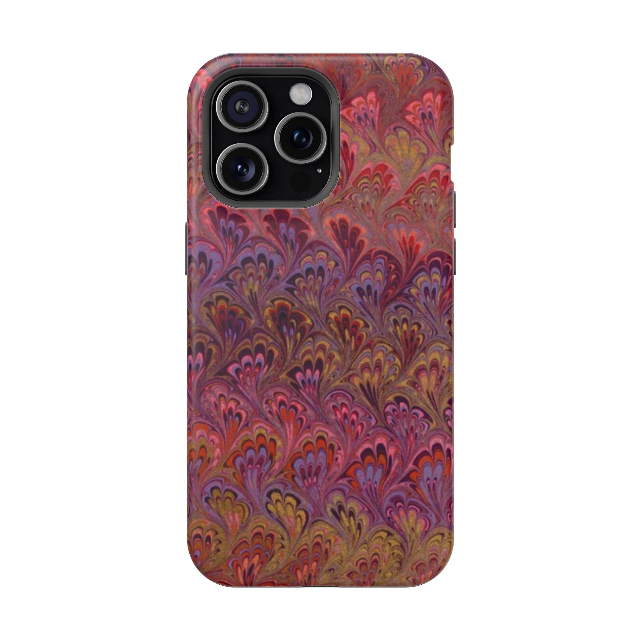 Red, Burgundy, Lavender Italian Peacock Feather Design Phone Case