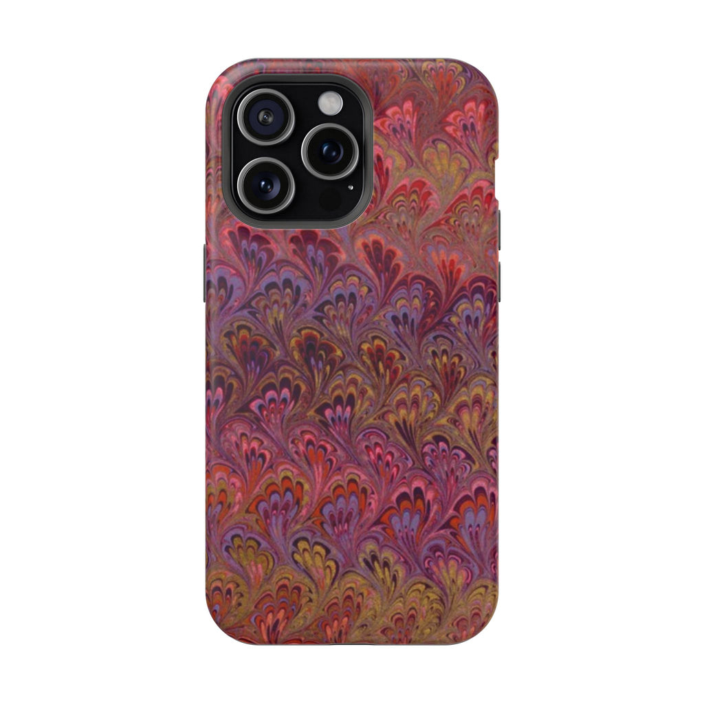 Red, Burgundy, Lavender Italian Peacock Feather Design Phone Case