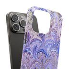 Marbled Feather Lavender + Purple Swirl - Single Layer Slim Phone Case