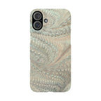 Marbled VIntage Design, Italian Feather Phone Case, Green Hues, Mint, Beige, Neutrals, Slim Phone Cases, IPHONE16 and all sizes