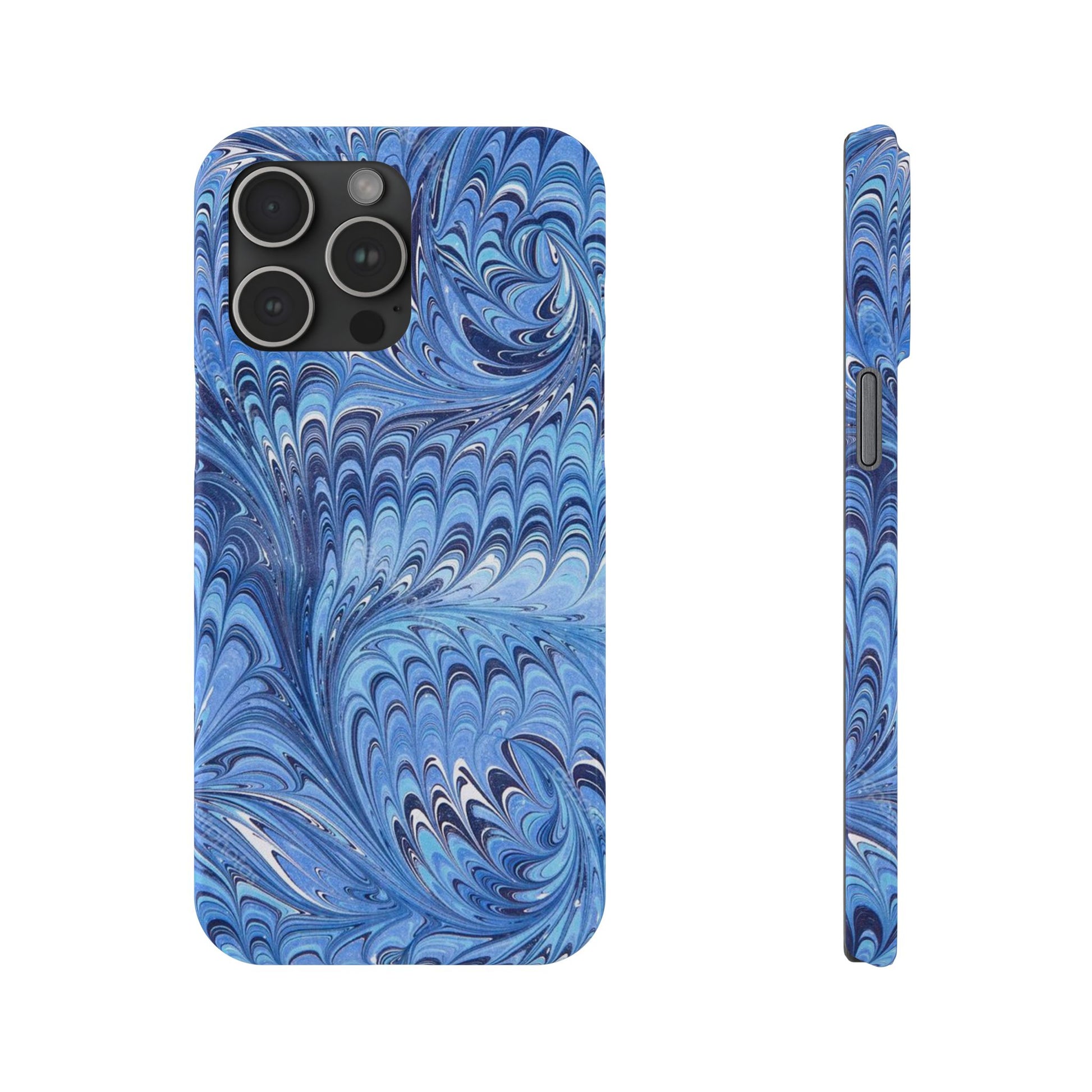 Blue Italian Marbled Design, Green and Blue Pallet, Slim Phone Case