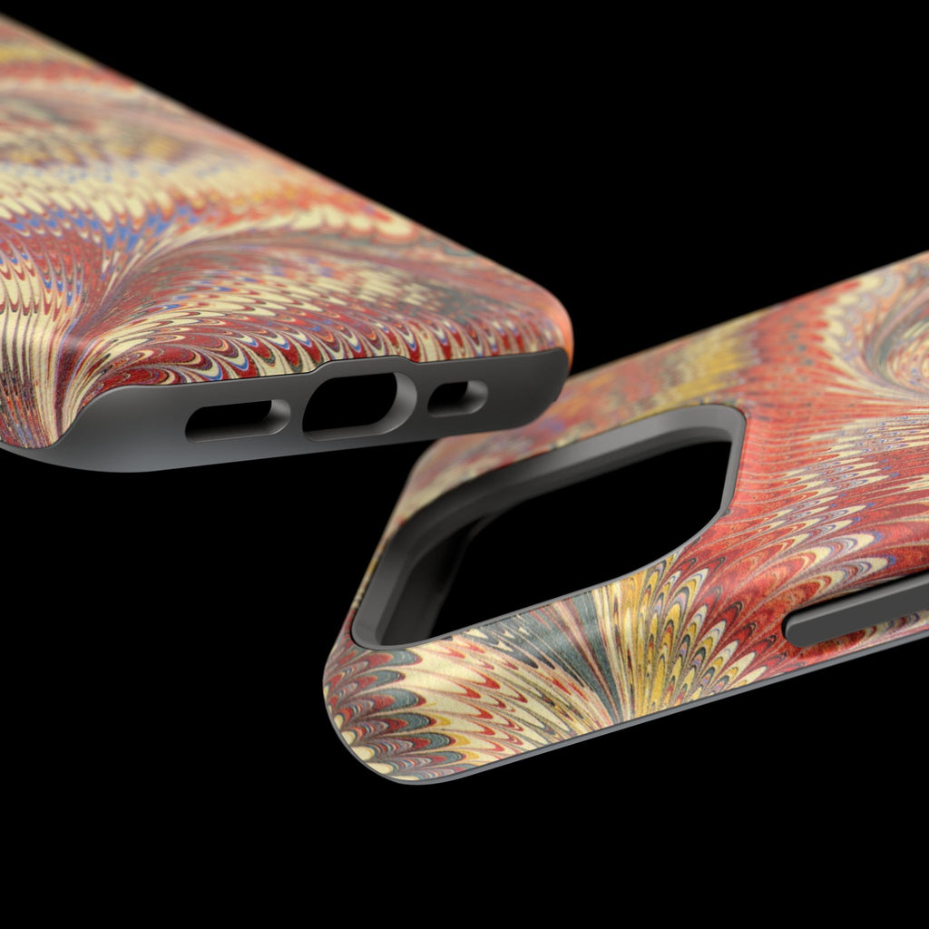 Rust + Gold Italian Marbled Design Magnetic MAG SAFE - Dual Layer Case - Glossy or Matte