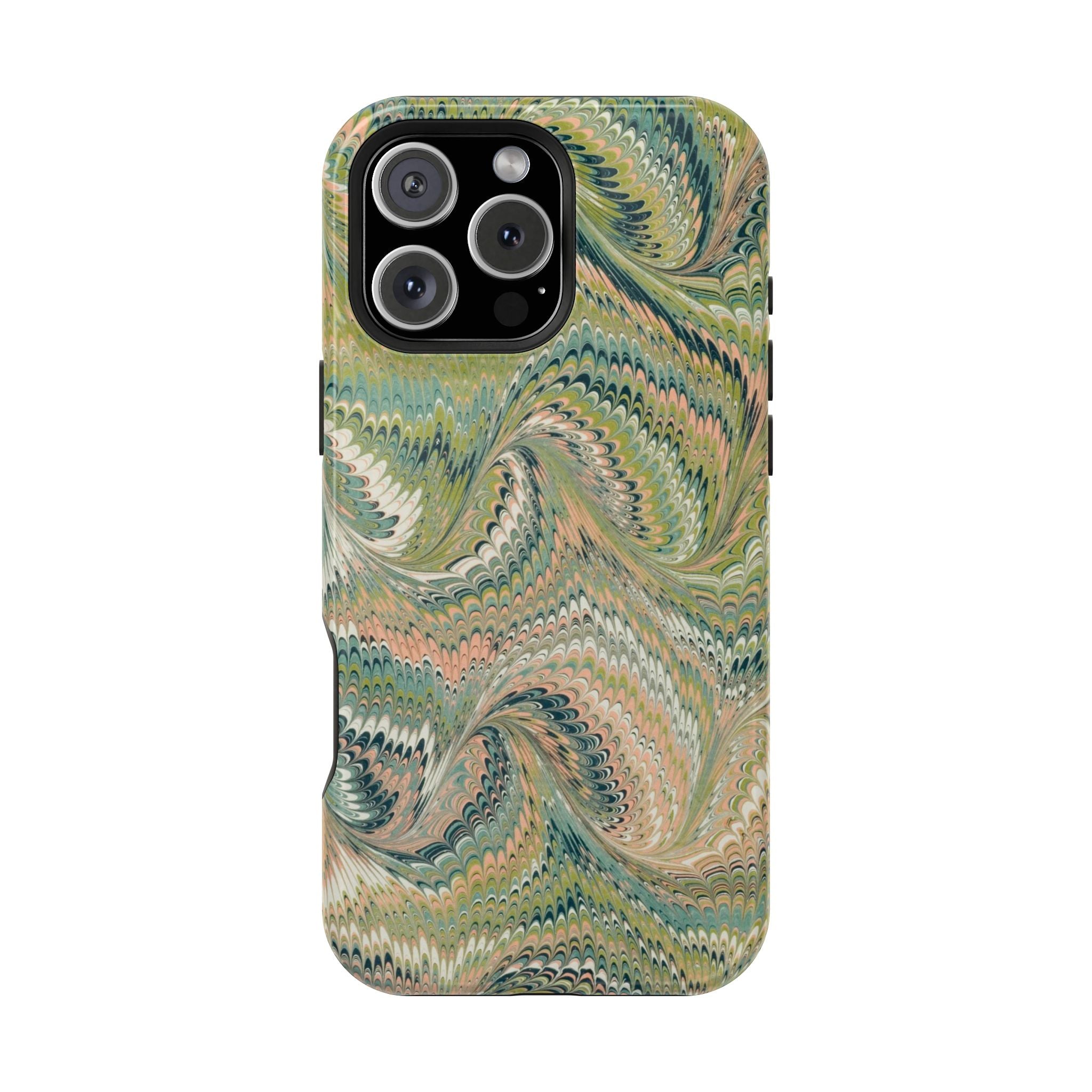 Green Pastel Italian Marble Design Magnetic MAG SAFE High Impact iPhone Cases