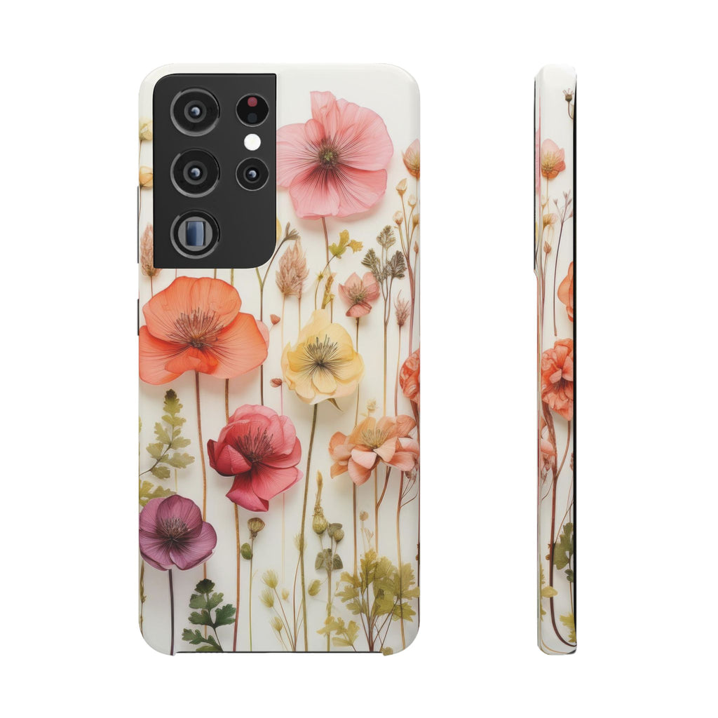 Pink Floral Pressed Flowers - Slim Case