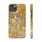 Golden Yelllow Hand-Marbled Florentine Italian Phone Case for iPhone 17 and all sizes