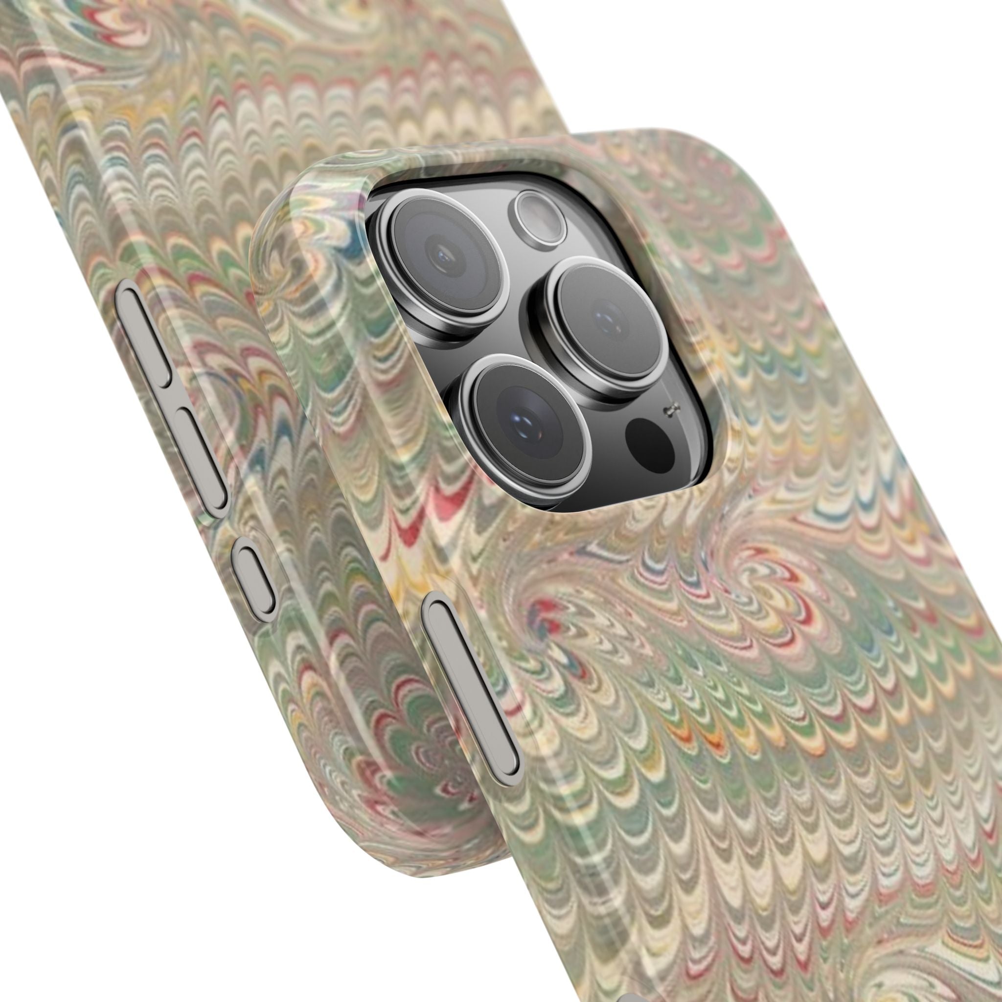 Beige Swirl Marbled Feather Phone Case