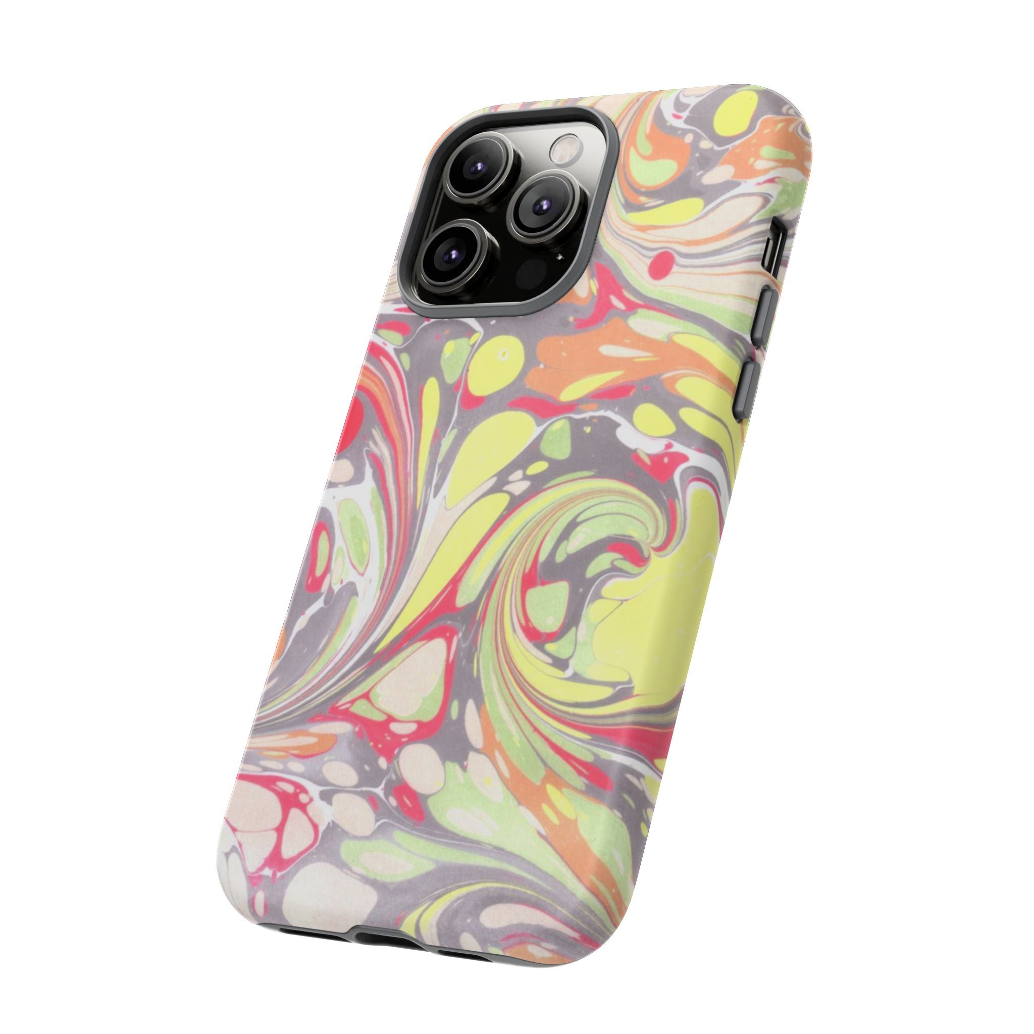 Yellow and Pink Swirl Marbled Italian Phone Case - Dual Layer - Matte or Glossy