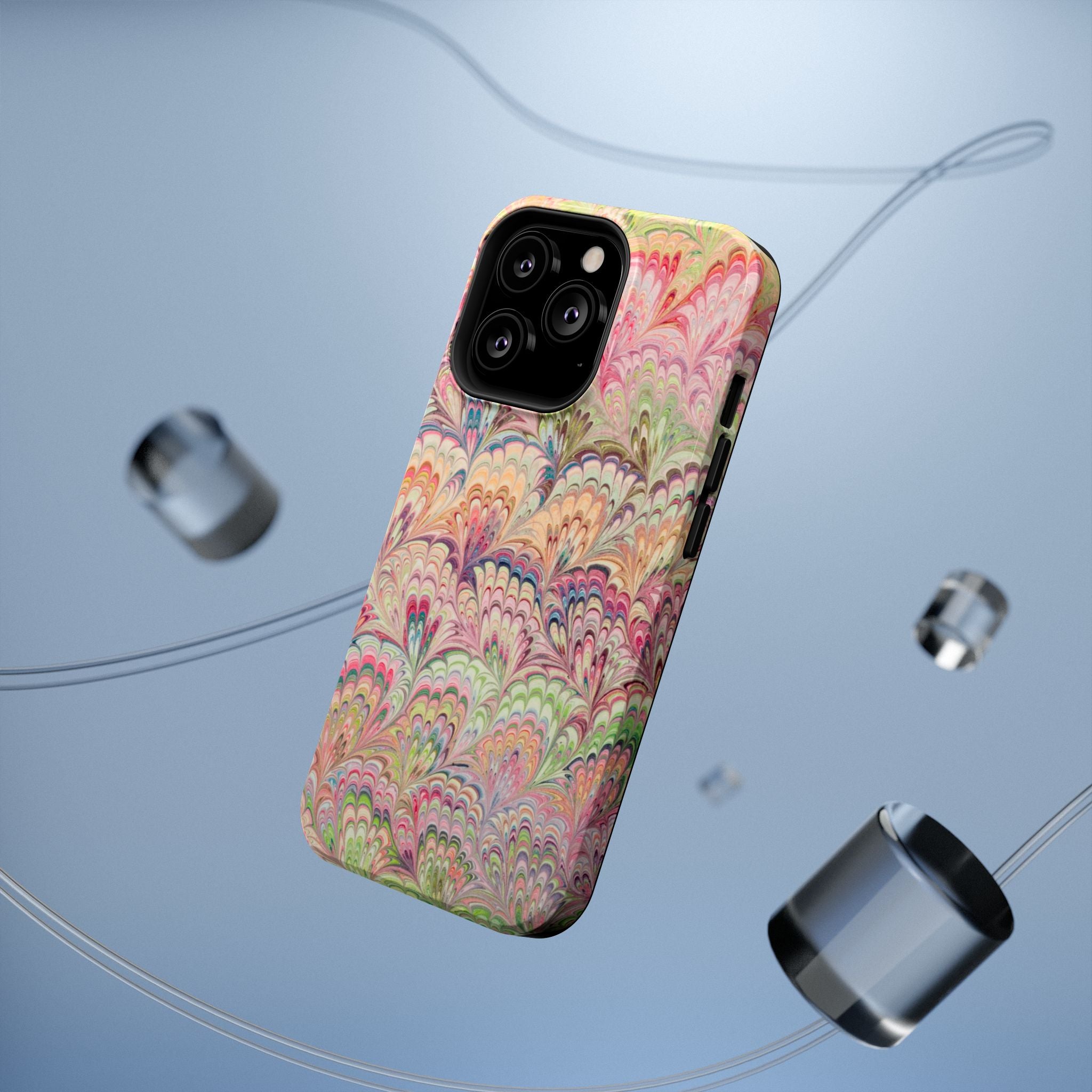 Marbled Pastel Pink and Green Impact-Resistant Phone Case for Apple + Samsung